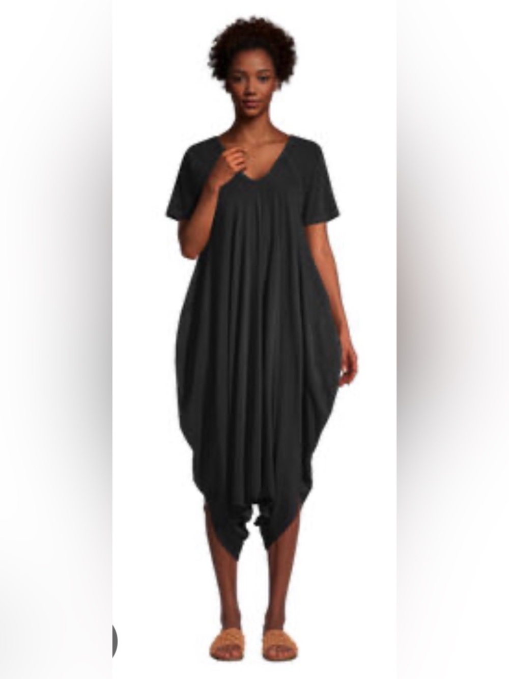 NWT Cost Plus World Market Washed Black V-Neck Lounge Jumpsuit with Pockets NWT
